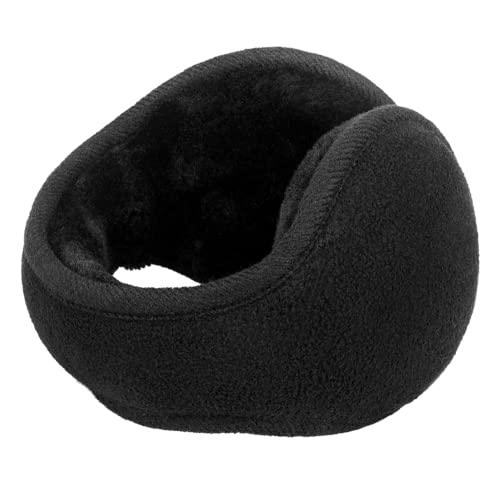 LISM Ear Muffs Winter Women, Folding Ear Muffs for Winter Men, Soft Plush Ear Warmers for Women, Earmuffs Behind head for Outdoor(Black)