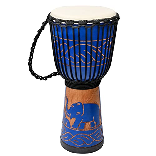 AIMEIS Djembe Drum,10' African Drum Carved of Mahogany Goatskin Hand Drums for Adults Beginner (Blue)