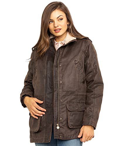Outback Trading Women's 2864 Woodbury Vintage Canyonland Outdoor Casual Water Resistant Jacket with Removable Hood, Brown