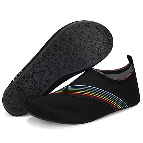 ANLUKE Water Shoes Barefoot Aqua Yoga Socks Quick-Dry Beach Swim Surf Shoes for Women Men Black/Lace 38/39