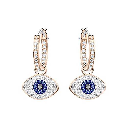 SWAROVSKI Women's Symbolic Evil Eye Hoop Pierced Earrings, Multi-colored, Rose-gold tone plated