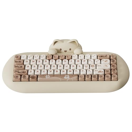 YUNZII C68 Wireless Mechanical Keyboard, 65% Gaming Keyboard Hot Swap,Triple Mode BT5.0/2.4G/Wired,RGB Backlit NKRO,Cute Cat Silicone Ergonomic Keyboard for Win/Mac(Milk Switch,Brown)