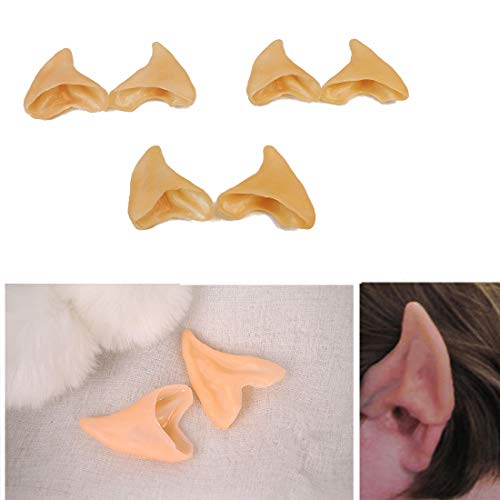 Kbraveo 3 Pairs Latex Soft Elf Ear Fake Ears Ear Tips for Halloween Cosplay Costumes Themed Party Accessories…