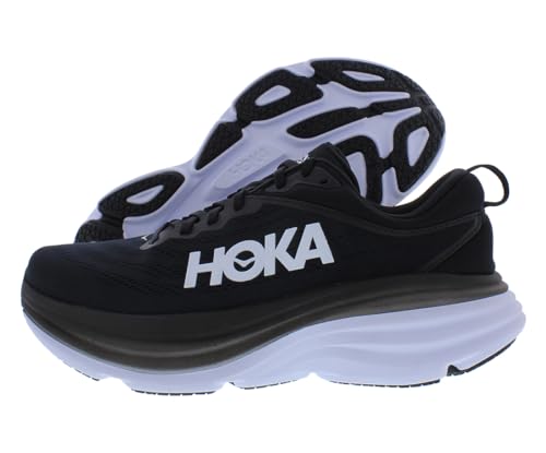 HOKA ONE ONE Bondi 8 Wide Mens Shoes Size 10, Color: Black/White