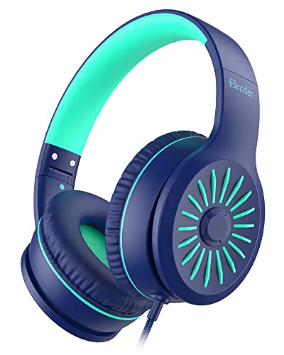 ELECDER i45 On-Ear Headphones with Microphone - Foldable Stereo Bass, Portable Wired Headphones with No-Tangle 1.5M Cord, 3.5MM Jack for School/Kids/Teens/Smartphones/Travel/Tablet - Blue