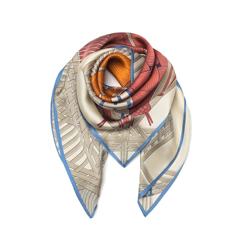 SHIROUYU 100% Pure Mulberry Silk Scarf 35' Large Square Lightweight Headscarf and shawl–Women’s Hair Wraps-With Gift Packed