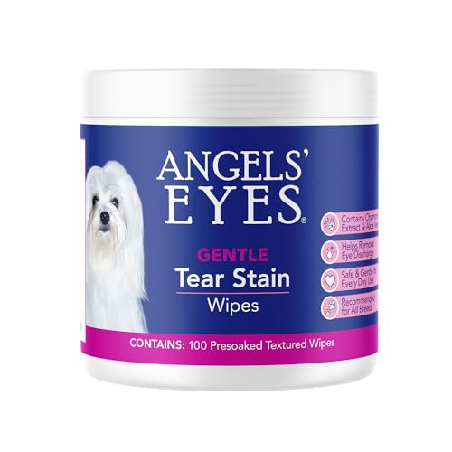 ANGELS' EYES Gentle Tear Stain Wipes for Dogs and Cats | 100 ct Presoaked & Textured Eye & Face Wipes | Remove Discharge & Mucus Secretions