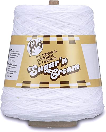 Lily Sugar N Cream Cones White Yarn - 1 Pack of 14oz/400g - Cotton - #4 Medium - 706 Yards - Knitting/Crochet