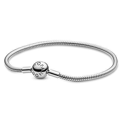 Pandora Moments Snake Chain Bracelet - Compatible Moments Charms - Sterling Silver Charm Bracelet for Women - Gift for Her - 7.9'
