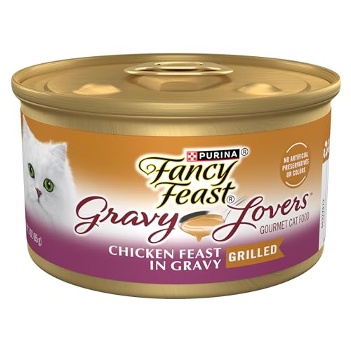 Purina Fancy Feast Gravy Lovers Chicken Feast in Gravy Gourmet Cat Food in Wet Cat Food Gravy - (Pack of 24) 3 oz. Cans