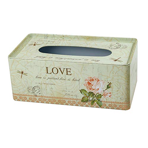 PHILPETY Decorative Metal Tissue Holder Country Rural Rectangular Tissue Box Cover - Bathroom, Kitchen, Office Room