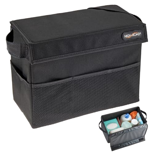 High Road Car Storage Organizer with Lid, Multipurpose Back or Front Seat Auto Console or Trunk Organizer, Univeral Fit in All Vehicles