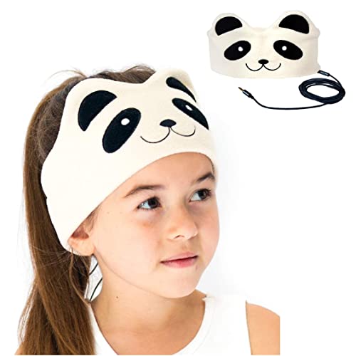 CozyPhones Over The Ear Headband Headphones - Kids Headphones Volume Limited with Thin Speakers & Super Soft Fleece Headband - Ivory Panda