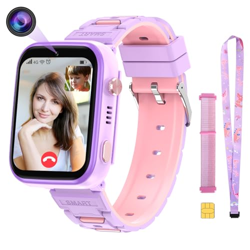 4G Kids Smart Watch with GPS Tracker and Calling, HD Touch Screen Kids Cell Phone Watch Combines SMS, Voice, Video Call, SOS, WiFi, Face Unlock Function, GPS Tracking Watch for Kids Boys Girls 3-15