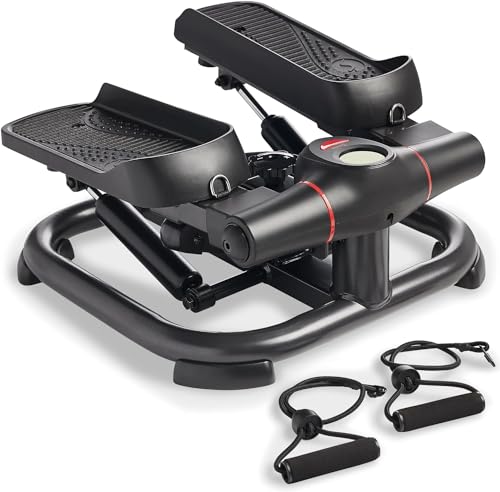 Sunny Health & Fitness 2-in-1 Premium Power Stepper with Resistance Bands, Low-Impact Cardio, Space-Saving, Height-Adjustable, 330 LB Max and SunnyFit App Enhanced Bluetooth Connectivity SF-S021054