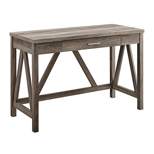 Walker Edison Rustic Farmhouse Wood Computer Writing Desk Home Office Workstation Small, 46 Inch, Grey