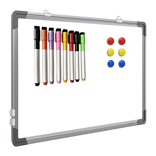 Dry Erase White Board 12' x 16' Hanging,8 Magnetic Markers ，6 Magnets,Portable Writing, Drawing & Planning Small Whiteboard Easy to Clean Wall Whiteboard for Office School, Kids, Home