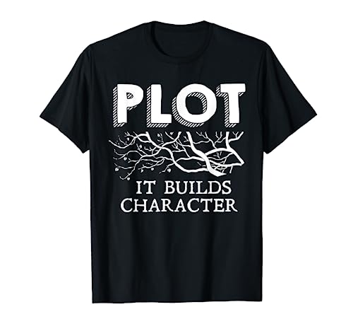 Funny Plot It Builds Character Book Reading Teacher Gift T-Shirt