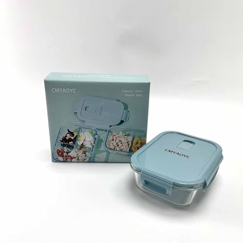 CMYAOYC Bento boxes, Glass Food Storage Containers, BPA-Free, Microwave, Oven, Freezer and Dishwasher