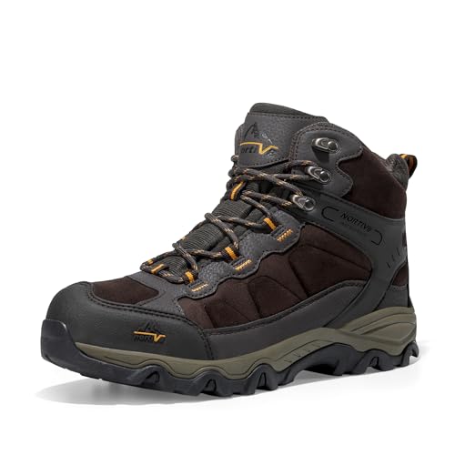 NORTIV 8 Men's Hiking Boots Waterproof Trekking Outdoor Mid Backpacking Mountaineering Shoes Size 8 M US BROWN JS19004M