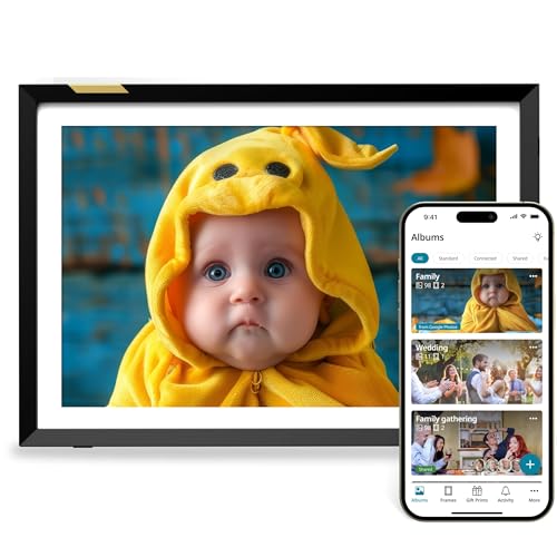 Nixplay AI-Enhanced Digital Picture Frame, 10.1” Stunning HD Touch Screen Display (1280 x 800), Auto-Rotation Feature, Securely Share Photos/Videos via Email or Mobile/Desktop Apps (Black/White Matte)