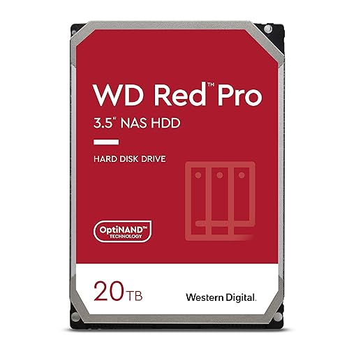Western Digital 20TB WD Red Pro NAS Internal Hard Drive HDD - 7200 RPM, SATA 6 Gb/s, CMR, 512 MB Cache, 3.5' - WD201KFGX