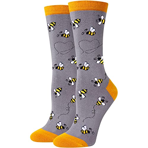 sockfun Funny Socks for Women Girls Bee Socks, Crazy Bee Gifts for Women Bumble Bee Gifts, Yellow Socks Bee Themed Gifts Insect Socks Honey Bee Gifts for Women