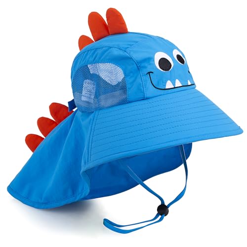 Kids Sun Hat UPF 50+ Boy Girl Protection Hat Wide Brim Beach Hats with Mesh and Adjustable Chin Strap