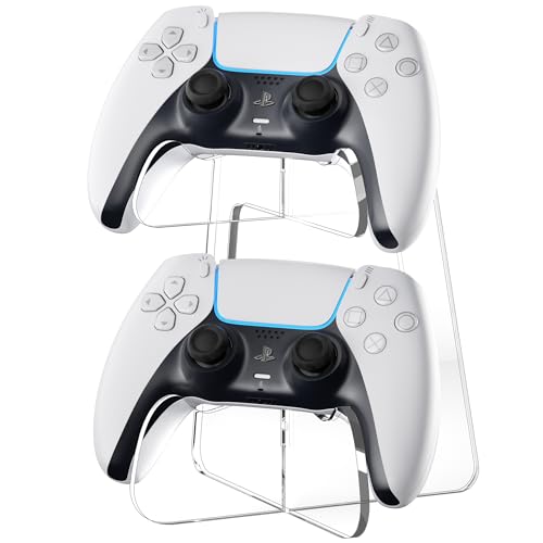 AFOOYO Dual Controller Holder Gaming Accessories, Suitable for Almost All Controllers, Controller Stand for Playstation 5 (PS5) for Desk Display and Organizer(Transparent)
