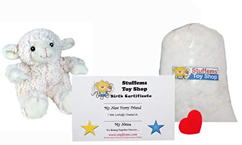 Teddy Mountain Make Your Own Stuffed Animal Mini 8 Inch Puffy Lamb Kit - No Sewing Required!