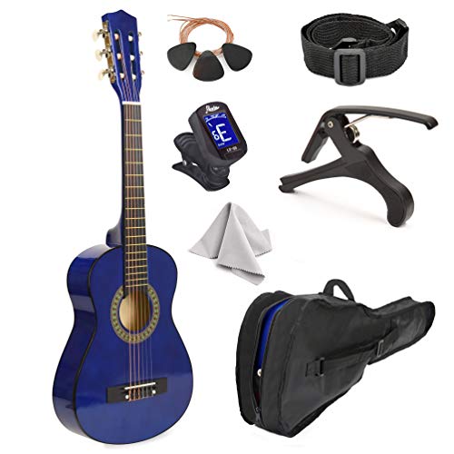 30' Wood Guitar with Case and Accessories for Kids/Girls/Boys/Beginners (Blue)