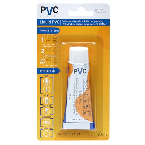PVC Stitch Liquid Repair Patch for Air Mattresses, Waterbeds, Glue Inflatable Boats, Rafts, ISUPs, above-Ground Pools, Bouncy Houses, Hot Tubs, Air Tracks, Works on Blow up PVC & PU Inflatables