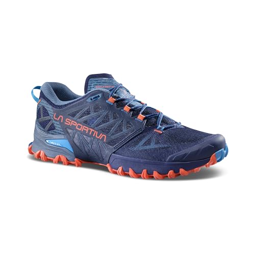 La Sportiva Mens Bushido III - Performance Mountain/Trail Running Shoes, Deep Sea/Cherry Tomato, 12.5