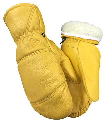NORTH STAR Northstar Unisex Grain Deerskin Removeable Liner Chopper Mitten, Tan/Yellow. 53T