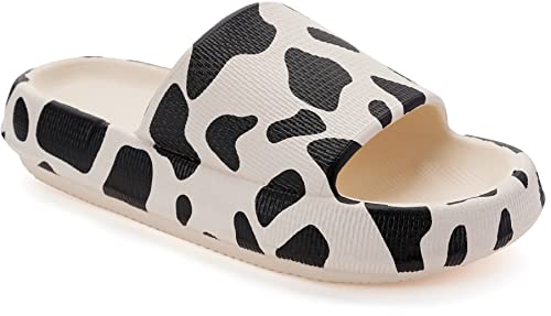 Joomra Shower Slippers for Women Mens Massage Foam Pillow House Shower Bath Bathroom Puffy Home Sandals Summer Cow Cushion Slides for Ladies Female Male Chinelo Sandles 39-40