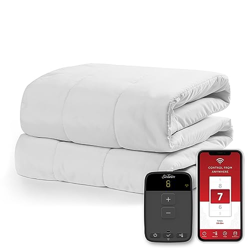 Sunbeam Polyester Wi-Fi Connected Mattress Pad, Electric Blanket, 10 Heat Settings, Twin Size