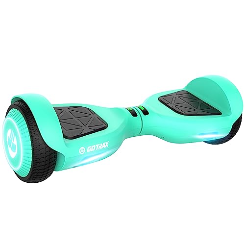 Gotrax Edge Hoverboard with 6.5' LED Wheels & Headlight, Top 6.2mph & 2.5 Miles Range Power by Dual 200W Motor, UL2272 Certified and 50.4Wh Battery Self Balancing Scooters for 44-176lbs(Teal)