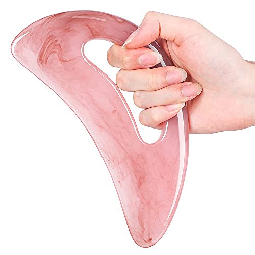 Scienlodic Gua Sha Massage Tool with Handle (Resin) Larger Guasha Scraping Tool for Back Neck Face Leg Massage, Lymphatic Drainage, Cellulite Remove - Large