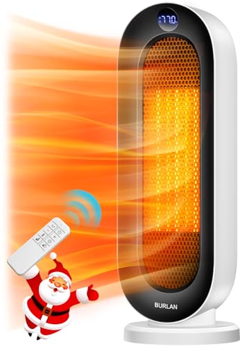 BURLAN Space Heater for indoor Use, Portable Electric Heater for Bedroom,1500W PTC Electric Heater with Thermostat, Fast Safety Heat Office/Bedroom/Bathroom, Large, WHITE
