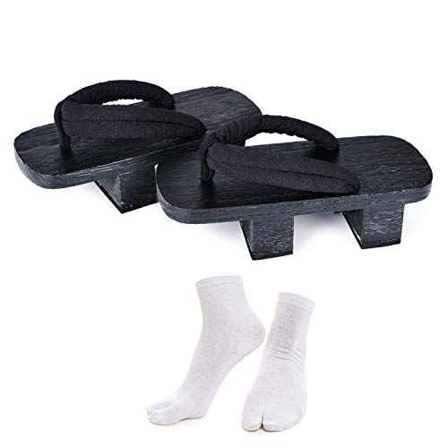Japanese Wooden Clogs Sandals Japan Traditional Shoes Geta With Tabi Socks (US 10/27.5cm)