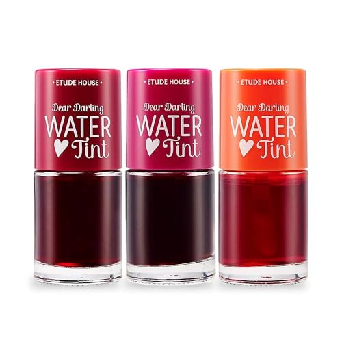 ETUDE Dear Darling Water Tint 3 Color SET 9.5g x 3color | Bright Vivid Color Lip Tint with Moisturizing Pomegranate & Grapefruit Extract to Hydrate your Lips