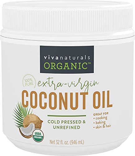 Organic Coconut Oil - Unrefined and Cold-Pressed, Natural Hair Oil, Skin Oil and Cooking Oil with Fresh Flavor, Non-GMO Extra Virgin Coconut Oil (Aceite de Coco), USDA Organic, 32 oz