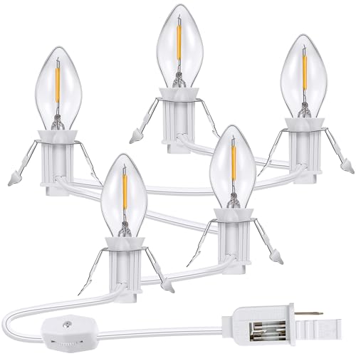 Meonum Accessory Cord with 5 LED Bulbs, Christmas Village Light Cord with 2 Fuses, LED Night Light Cord with ON/Off Switch for Christmas Village House, Craft, Holiday Ceramic Trees(1 Pack)