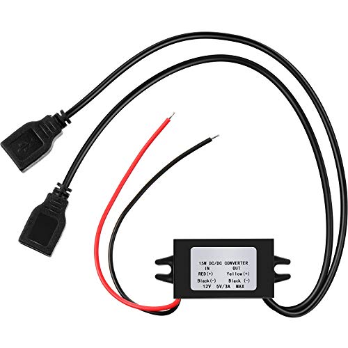 Weewooday Direct Current Converter Voltage 12V to 5V 3A 15W Direct Current Buck Converter Module, Reduced Voltage Regulator Converter Car Power Converter Adapter with Dual USB Output Power Adapter