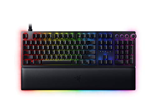 Razer Huntsman V2 Analog Gaming Keyboard: Adjustable Actuation via Analog Optical Switches - Rapid Trigger Mode - Chroma RGB Lighting - Magnetic Wrist Rest - Dedicated Media Keys & Dial - Black