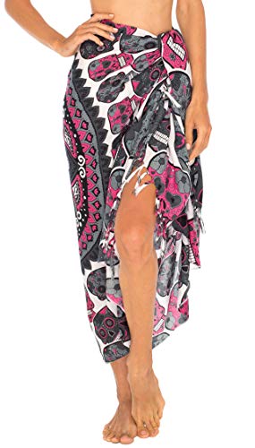 SHU-SHI Womens Beach Cover Up Sarong Swimsuit Cover Ups Sugar Skull Design