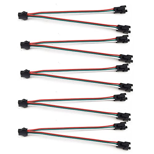 Vrabocry 5pcs 15cm 3pin SM Splitter JST Connector 1 to 2 Male and Female for WS2812B WS2811 SK6812 LED Strip Lights