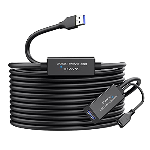 SNANSHI Active USB 3.0 Extension Cable 50 ft, Active USB Extension Cable with Signal Booster Compatible with Oculus Rift, Oculus Quest/Quest 2 VR, Xbox one, Keyboard,Flash Drive, Hard Drive etc.