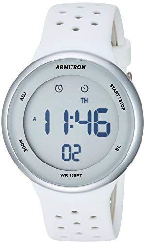 Armitron Sport Unisex 40/8423SWT Digital Chronograph White and Grey Perforated Silicone Strap Watch