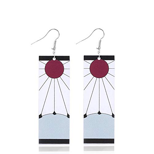 Anime Kamado Tanjiro Hanafuda Earrings - Kimetsu No Yaiba Tanjiro Earrings - Cosplay Accessories For Womens Girls (White hook earrings)